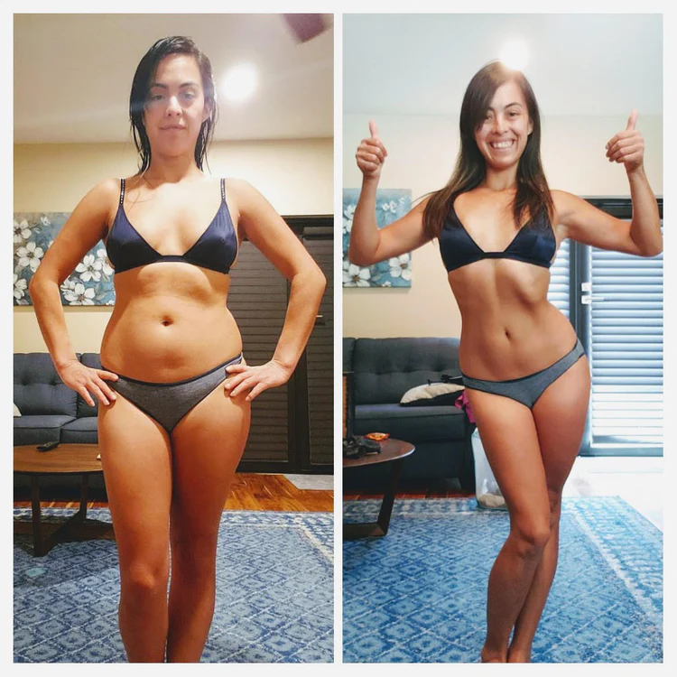 Testimonial before and after photos from The 21 Day Intermittent Fasting Program.