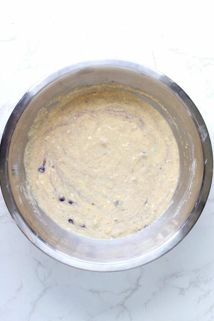 blueberry cottage cheese muffin mixed batter