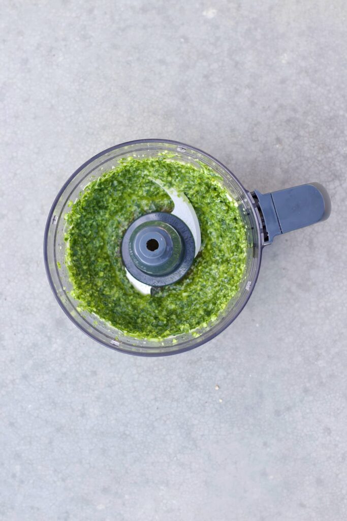 pesto without pine nuts in a food processor