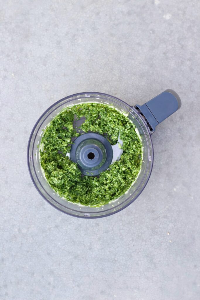 pesto without pine nuts after the first blend