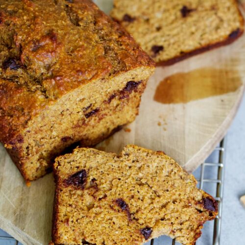 sliced protein pumpkin loaf
