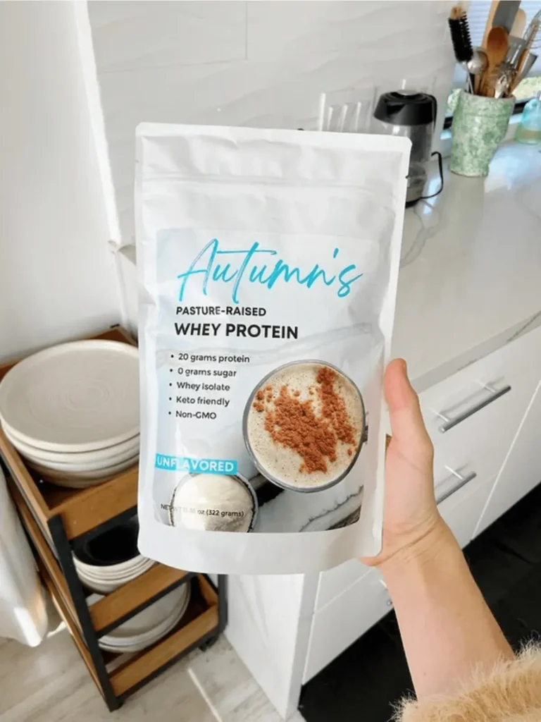 Autumn's pasture-raised whey protein in unflavored.