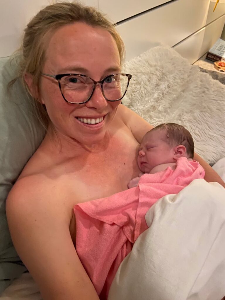 autumn bates with a baby