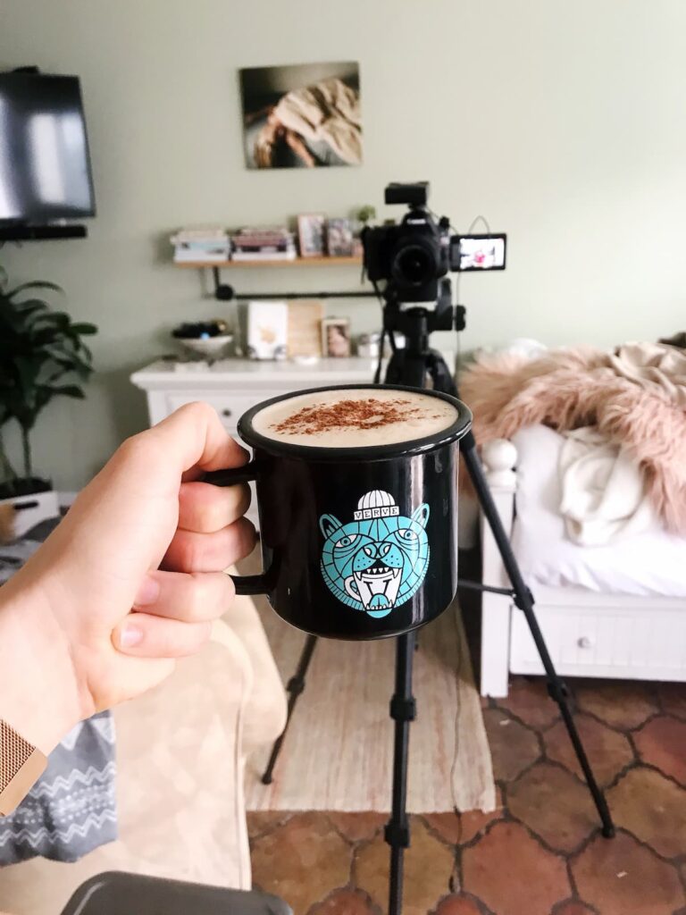 dirty chai latte in a mug