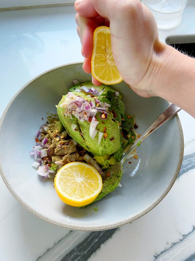 guacamole ingredients in a bowl