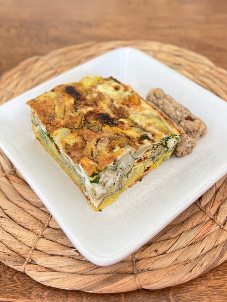egg bake slice on a plate