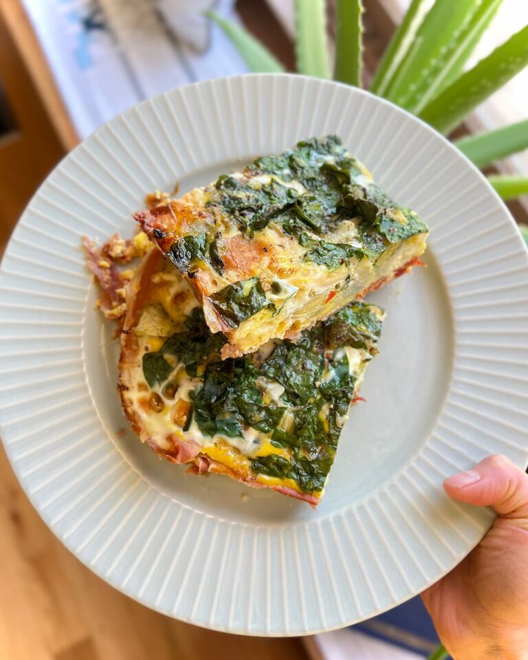 two egg bake slices on a plate