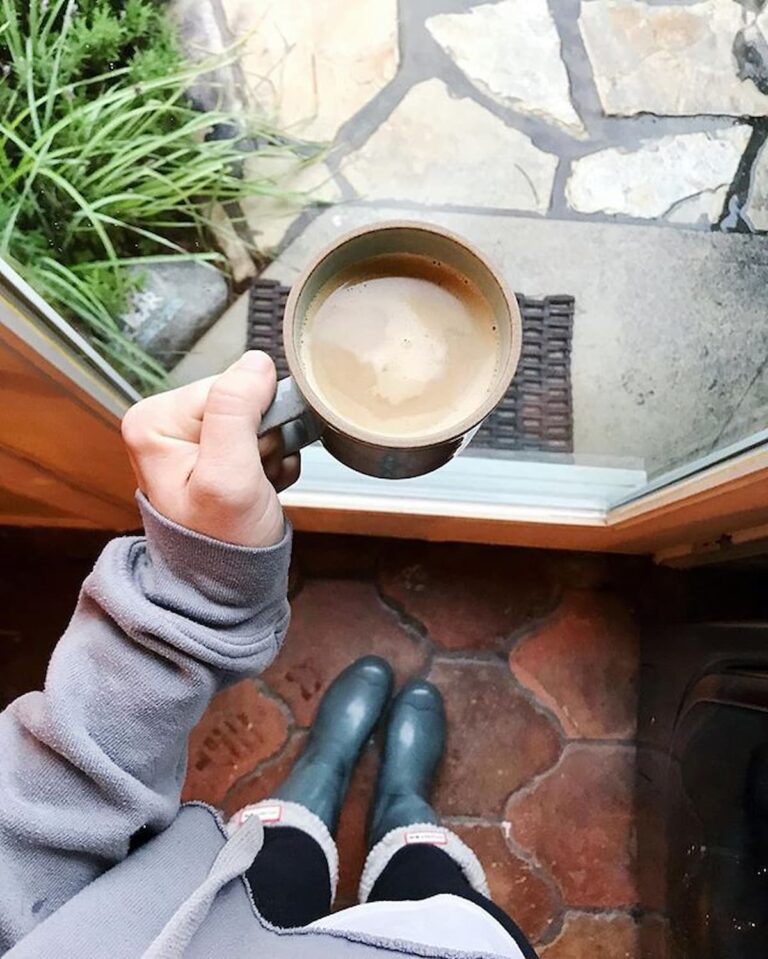 keto coffee cup behind held