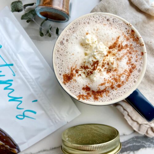 pumpkin spice protein hot chocolate close up
