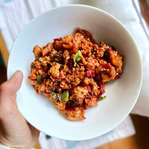 unstuffed cabbage roll in a bowl