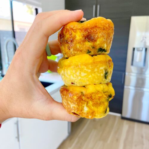 three bacon egg bites