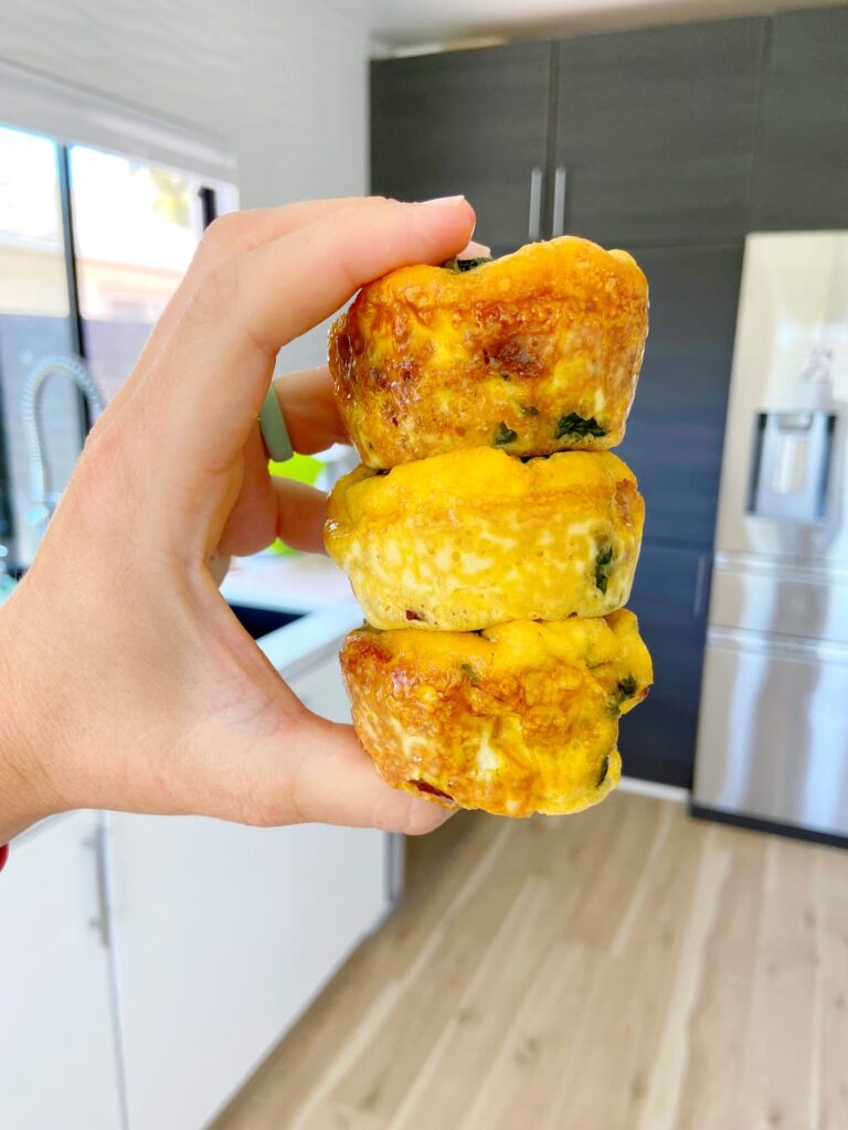 three bacon egg bites