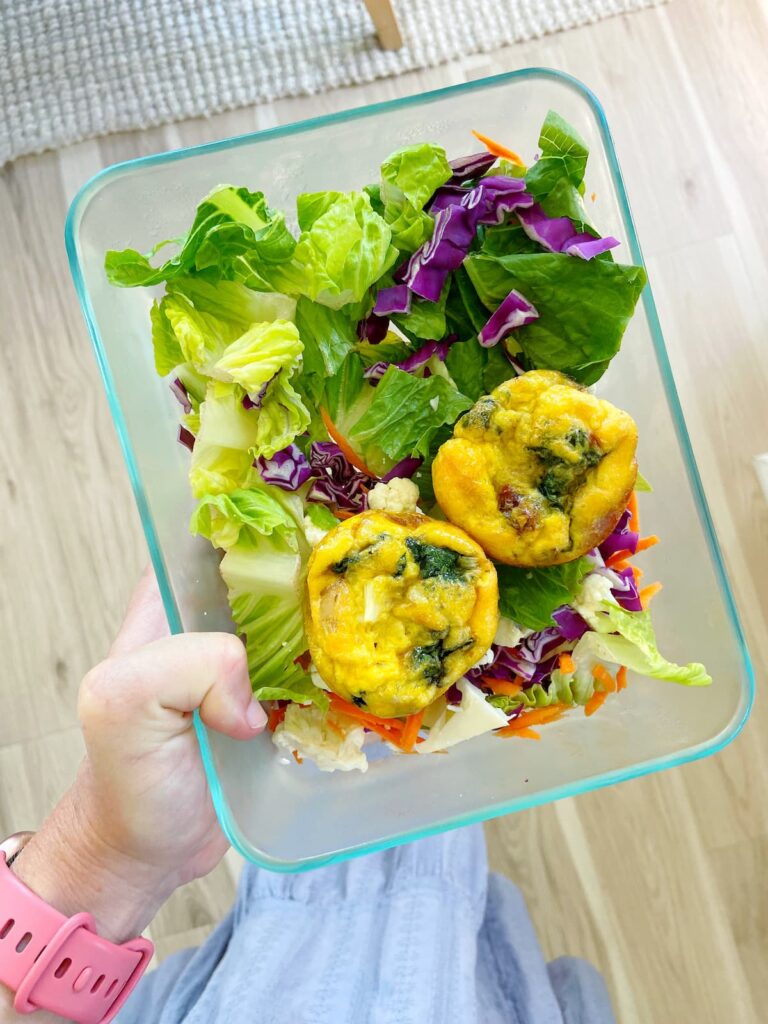 bacon egg bites in a salad