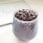 berry protein smoothie with cacao nibs