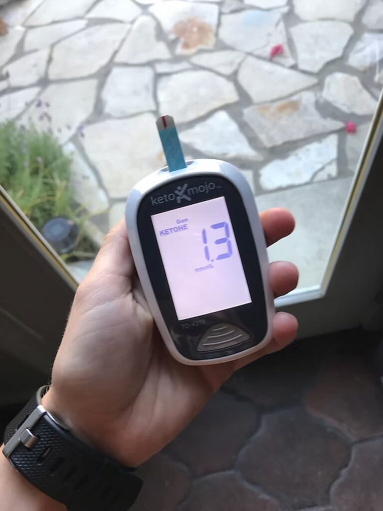 ketone meter showing ketone results