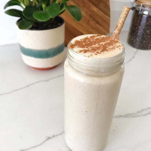 healthy chocolate peanut butter smoothie with cinnamon