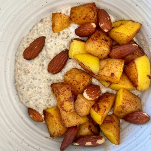 cinnamon apple low carb oatmeal close up