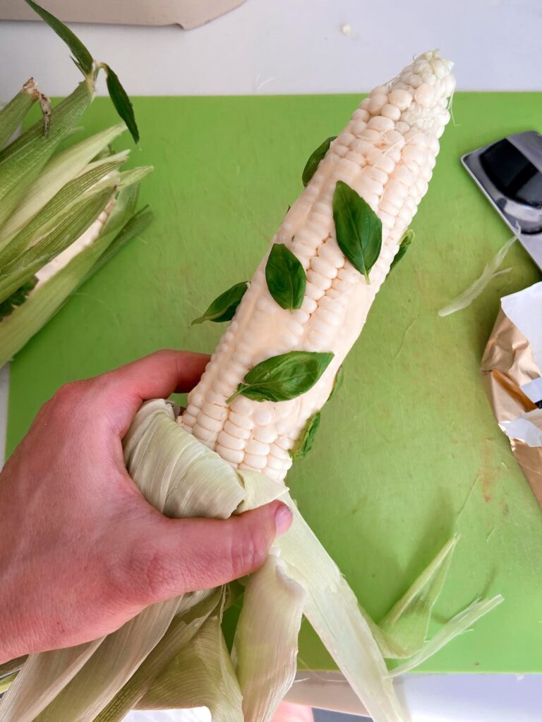 corn with basil