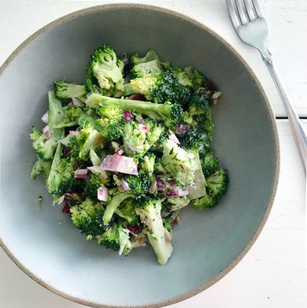 broccoli salad in a bowl