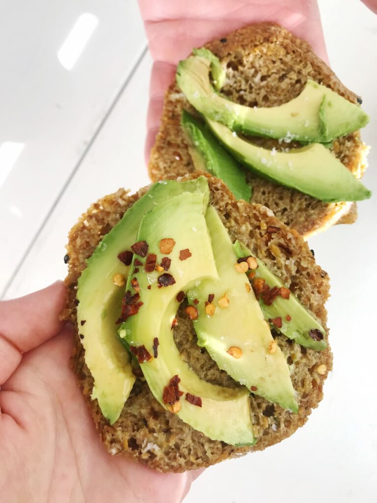 flaxseed bread with avocado on top