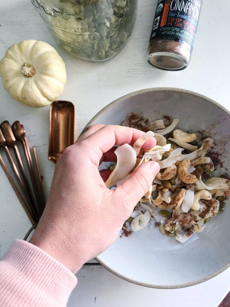grain free granola being prepped