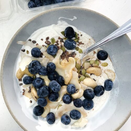 grain free granola on yogurt
