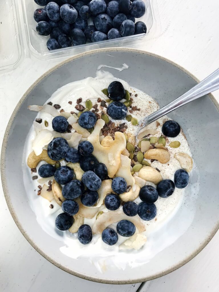 grain free granola on yogurt
