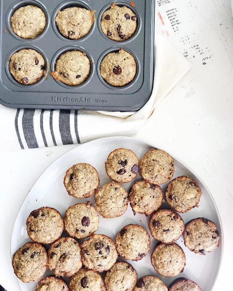 gluten free banana chocolate chip muffins on a plate