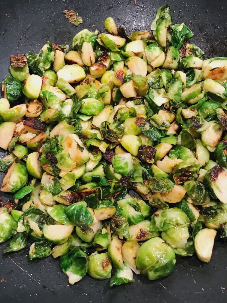 crispy brussels sprouts in a bowl