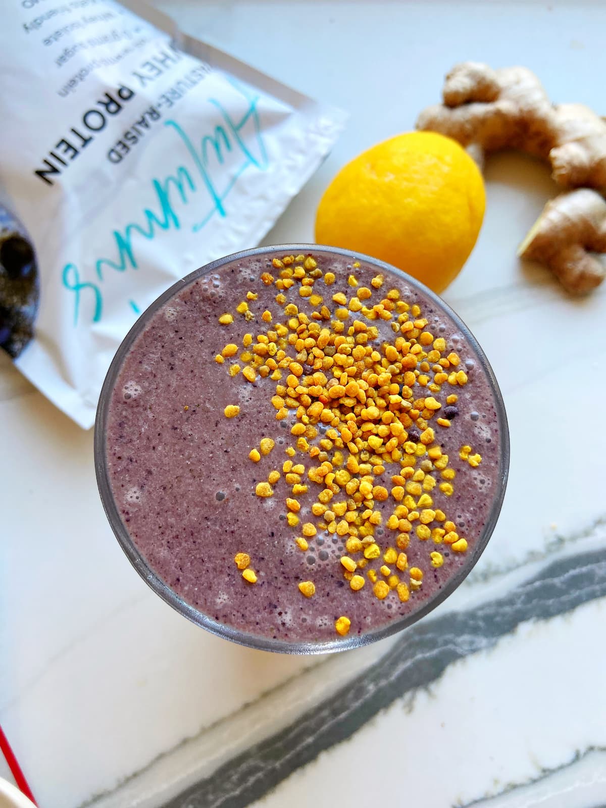 secret green protein smoothie in a glass