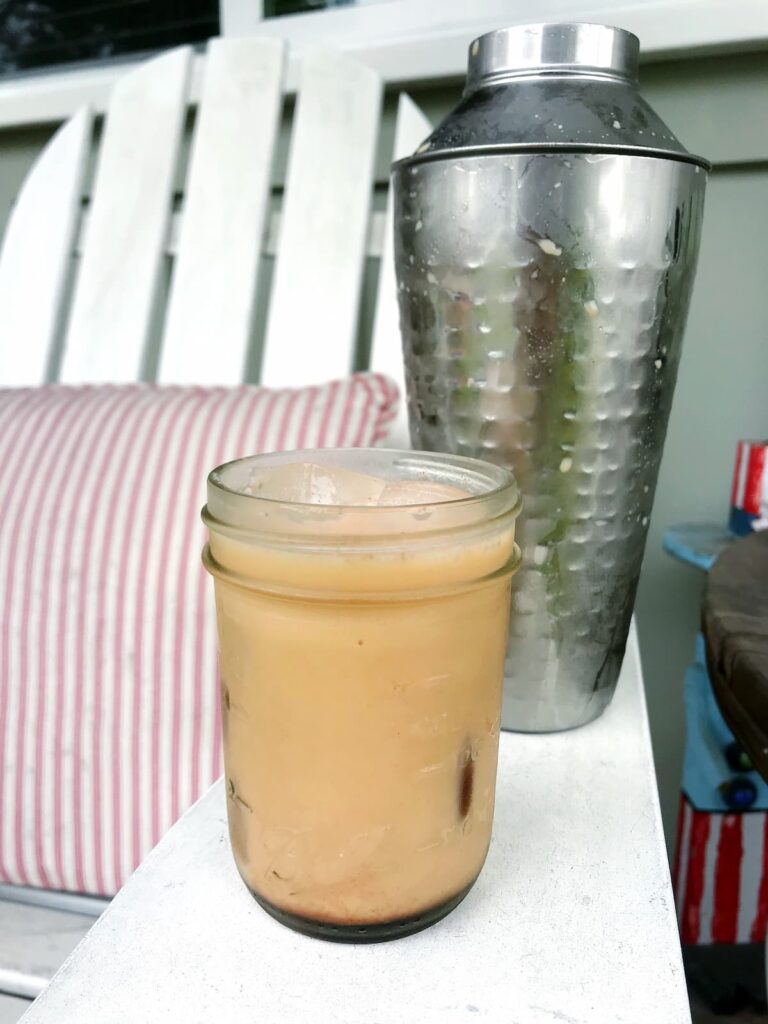 healthy iced chai in a glass with ice