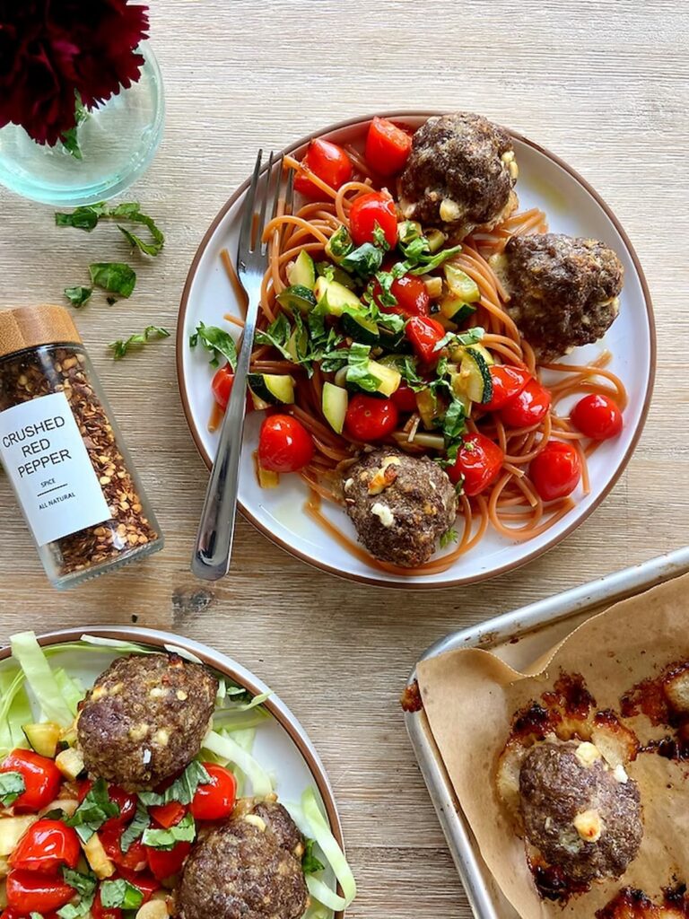 ground beef meatballs and spaghetti