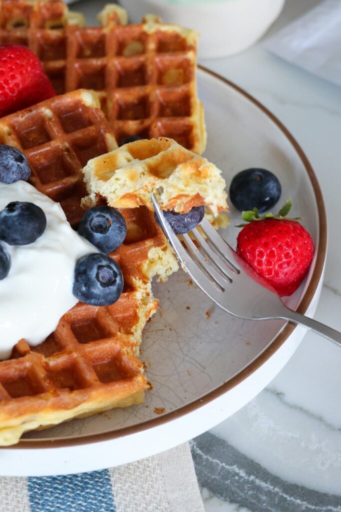 vanilla protein waffle close up