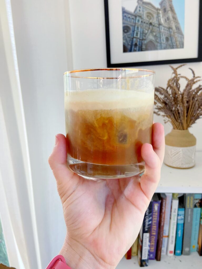 healthy pumpkin cream cold brew held up