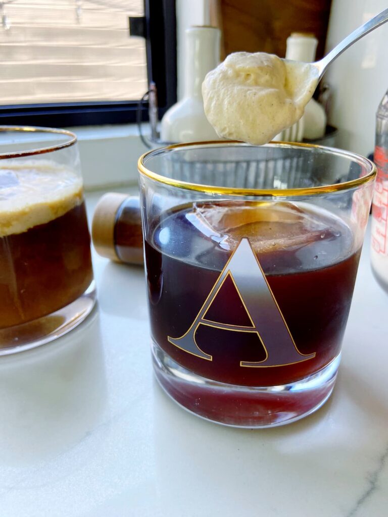 healthy pumpkin cream cold brew being made