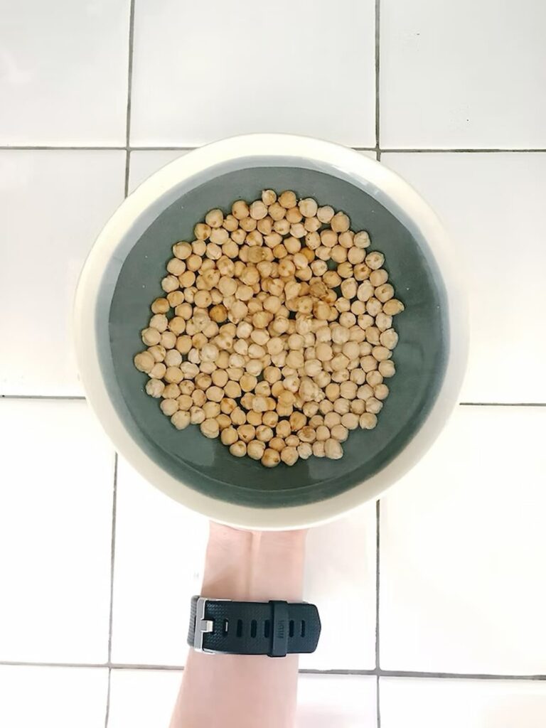 dried chickpeas soaking in water