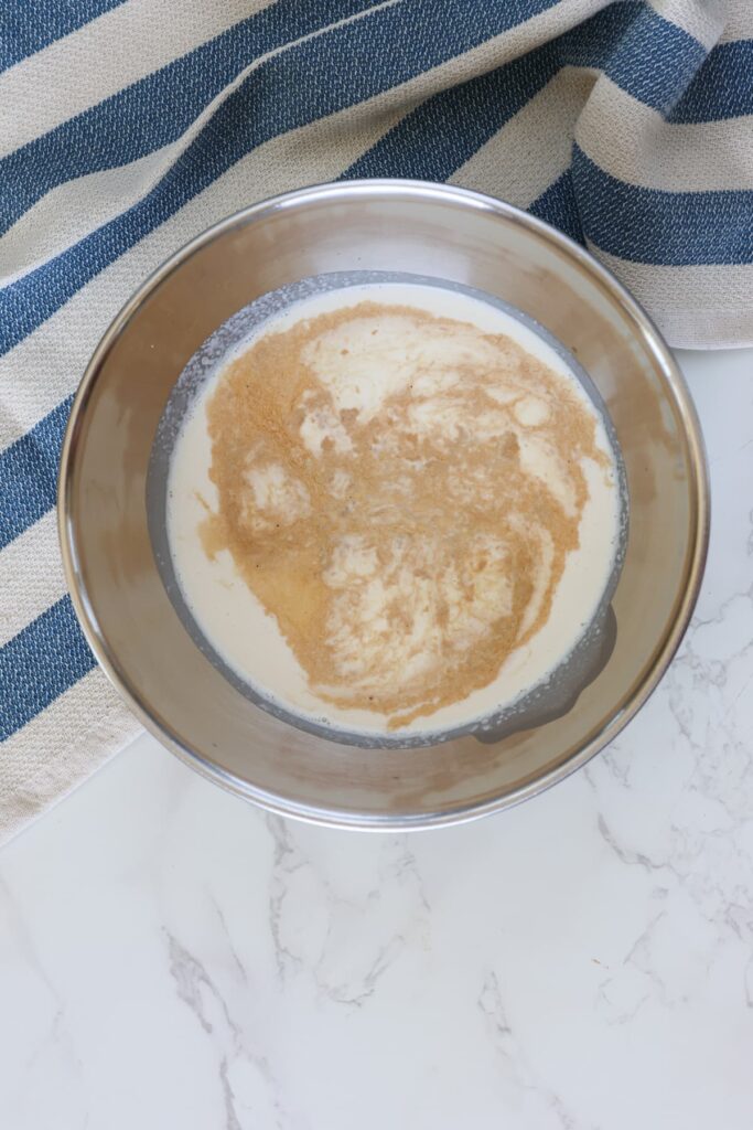 whipped cream ingredients in a bowl