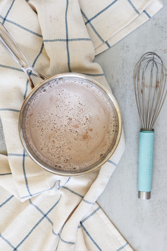 protein hot chocolate whisked