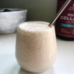 vanilla chai collagen smoothie in a glass