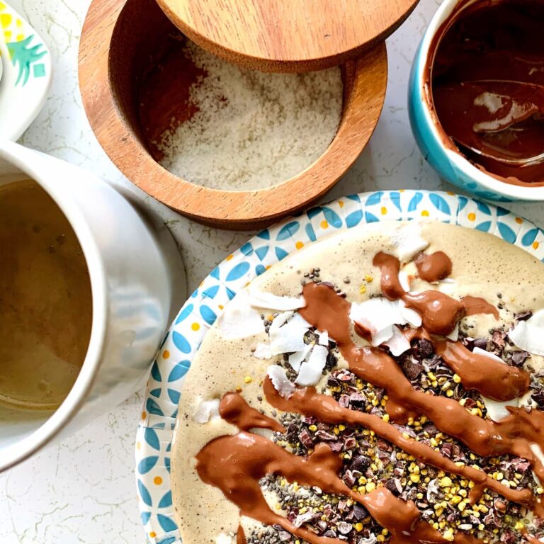 warm mocha smoothie with toppings