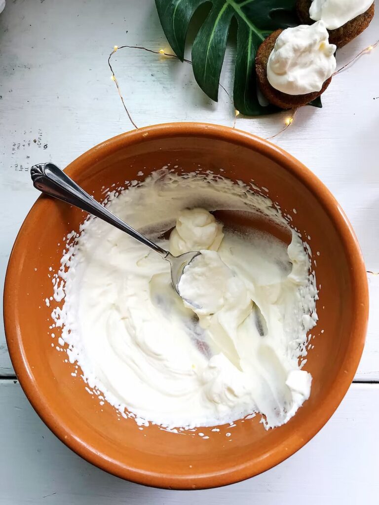 whipped cream in a bowl