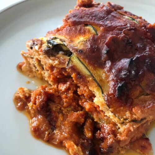 low carb zucchini lasagna slice
