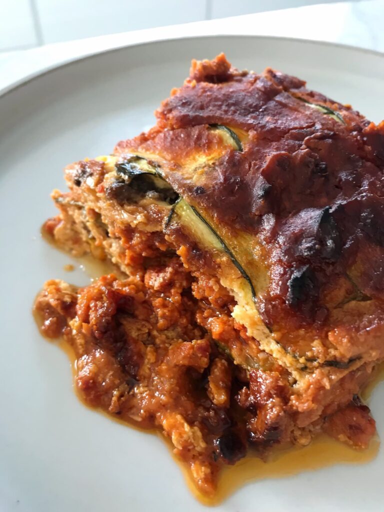 low carb zucchini lasagna slice