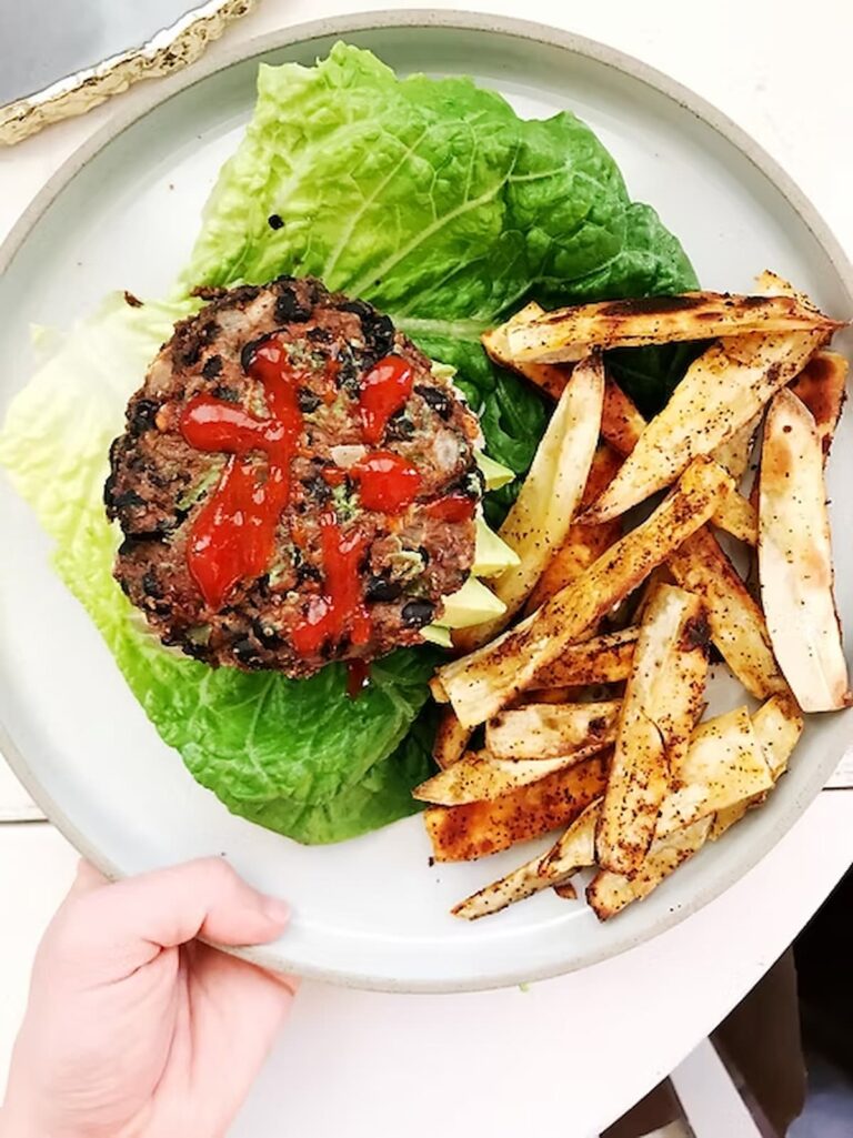 burger with sweet potato fries