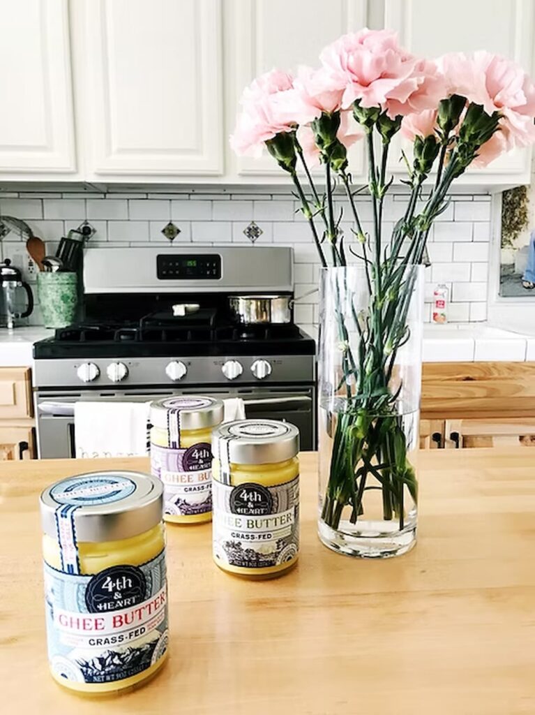 three jars of fourth and heart ghee plus flours