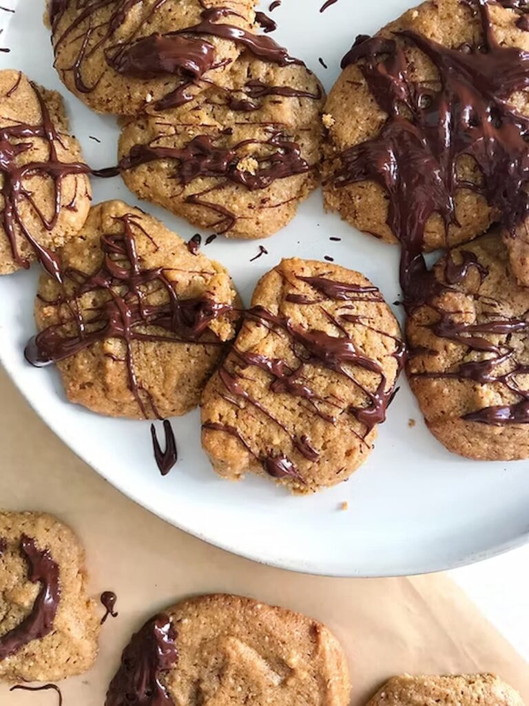 grain-free chocolate dipped cookies on a plate