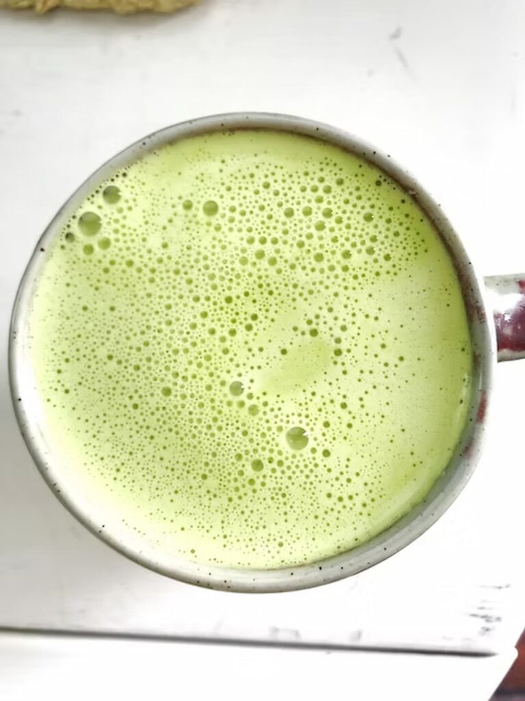 keto matcha latte in a mug
