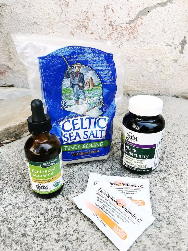 supplements like celtic sea salt, vitamin c and oregano oil