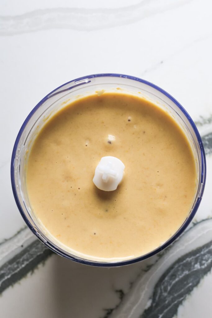 chocolate chip protein muffins wet ingredients in a food processor