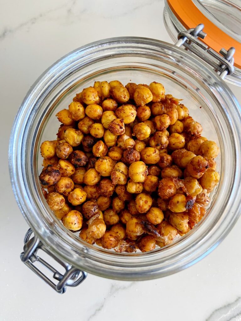 baked chickpeas in a jar